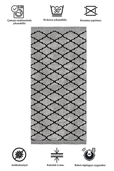 ALAADDİN CARPET Yıkanabilir Kaymaz Tabanlı Kesme Dijital Baskı Yolluk Leke Tu...