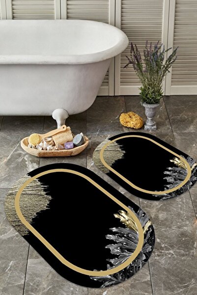 ALAADDİN CARPET Kaymaz Tabanlı Yıkanabilir 2 Li Set 60x100 50x60 Banyo Halısı...