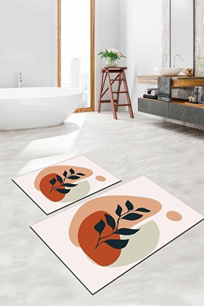 ALAADDİN CARPET Kaymaz Tabanlı Yıkanabilir 2 Li Set 60x100 50x60 Banyo Halısı...
