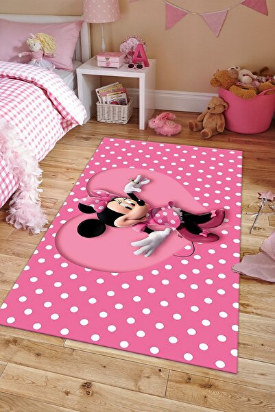 ALAADDİN CARPET Minnie Mouse Dijital Baskı Yıkanabilir Kaymaz Taban Leke Tutm...