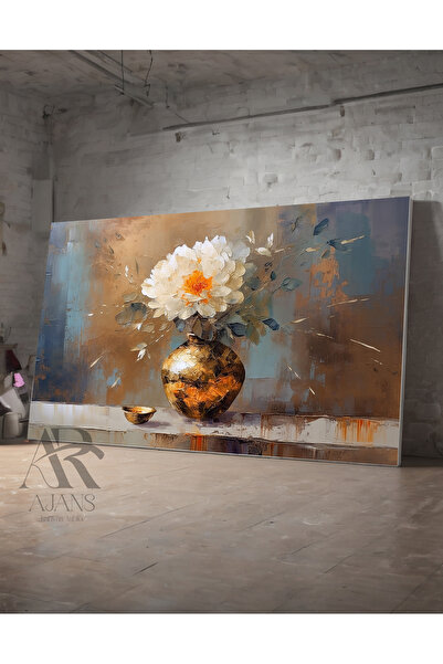AR AJANS KANVAS TABLO Daisy in Vase Decorative Table