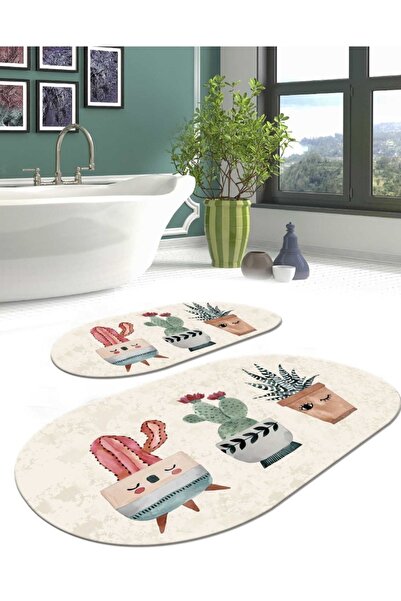 TulipDecorative Carpet Kaydırmaz Taban Yıkanabilir Leke Tutmaz 2 Li Set60x100...