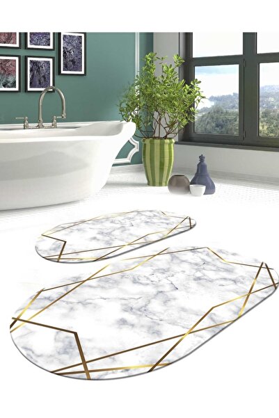 TulipDecorative Carpet Kaydırmaz Taban Yıkanabilir Leke Tutmaz 2 Li Set60x100...