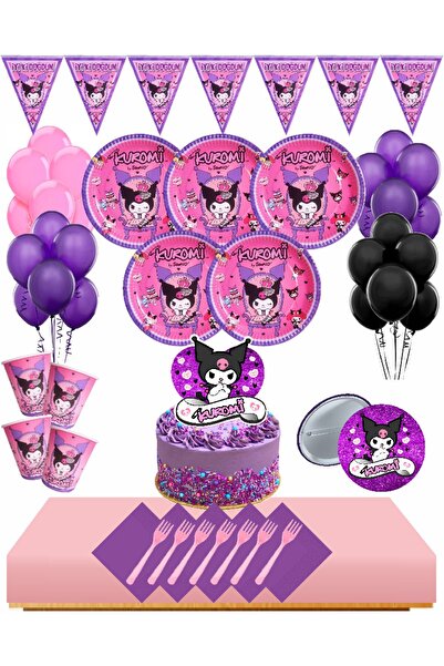 Masal Şekerleme Kuromi 8 Kişilik Doğum Günü Seti Pasta Süsü Dahil