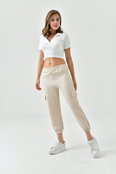 ubmbutik Ayrobin Women's Trousers - Elastic Leg and Cargo Pocket