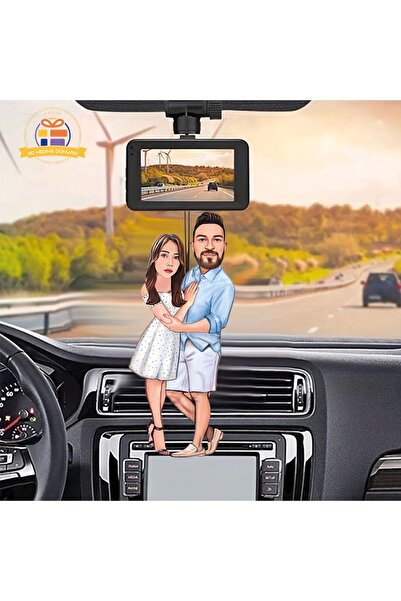 3D Hediye Dünyası Yıldönümü karikatürü sevgilime eşime karikatürü Araba Dikiz...