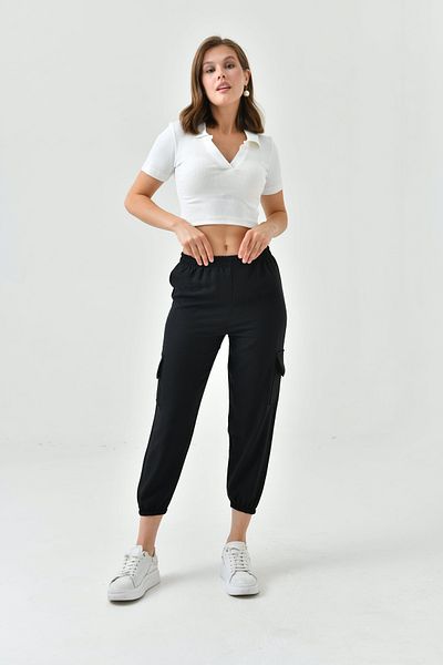 ubmbutik Pantaloni de damă Ayrobin - picior elastic și buzunar cargo