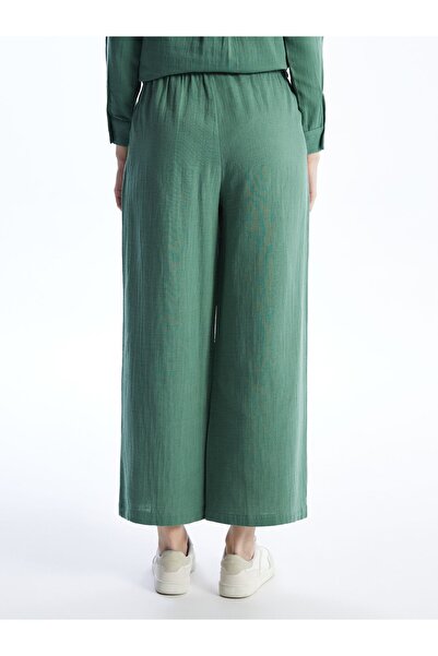 LC Waikiki Pohodlné mušelínové dámské kalhoty s elastickým pasem