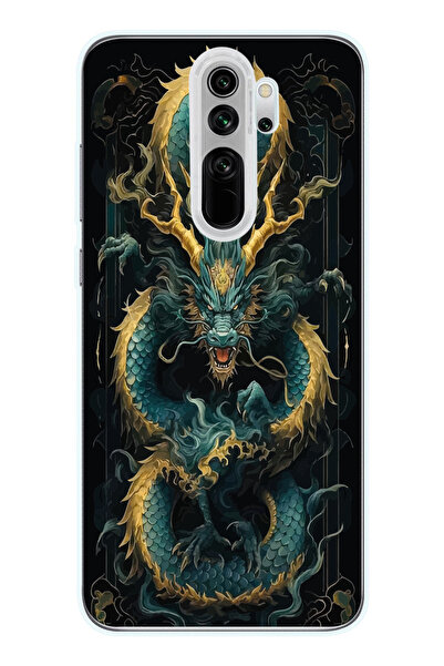 SUPER FRAME Xiaomi Redmi Note 8 PRO Uyumlu Ejderha Tasarımlı Şeffaf Telefon K...
