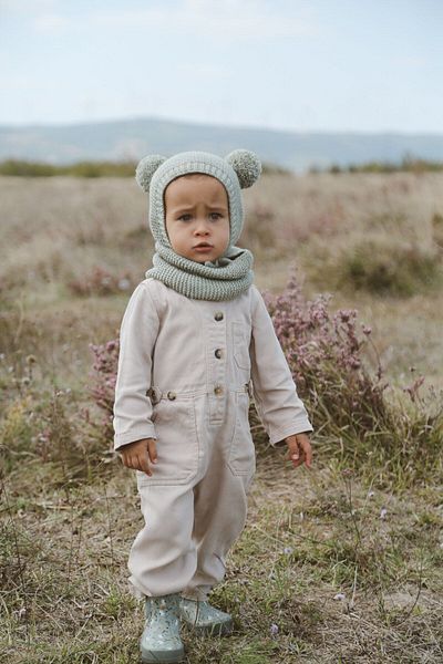 DERY BABY Pompom Bonnet Beret and Neck Collar Set-Soft Green