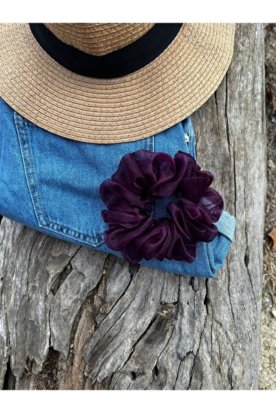 Melays 1.قماش سكرانشي صغير الحجم بإبزيم سيميت باللون العنابي - قطعة واحدة