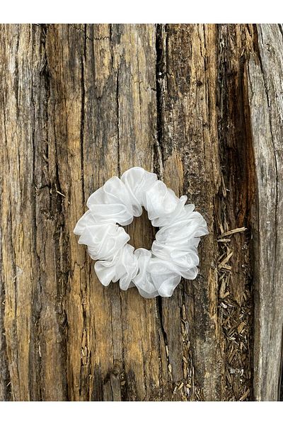 Melays Țesătură pentru scrunchie cu cataramă alb covrigi - dimensiune mică (1 bucată)
