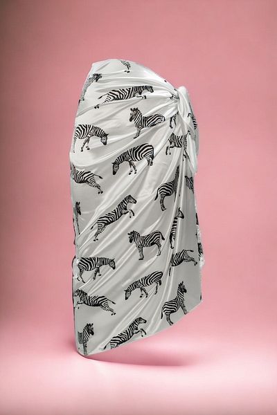 pistore Rochie de plajă pentru femei din satin lung cu model zebră albă Noul sezon
