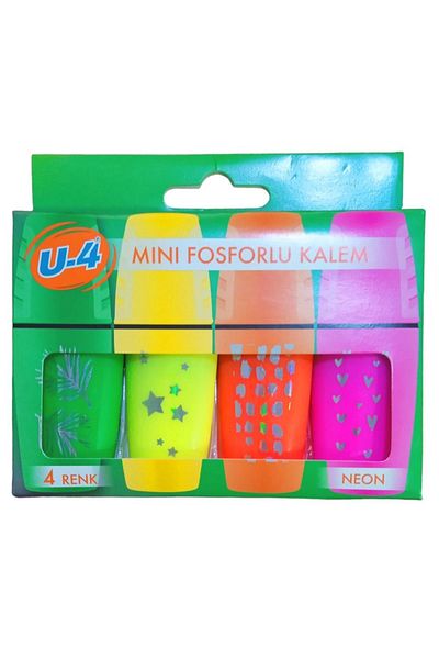 Art Tone U-4 PHOSPHORIZER SEALED PEN MINI NEON COLORS 4 PIECES SET