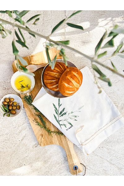 Allegorie.Co Olive Branch Hand Printed Bread Bag