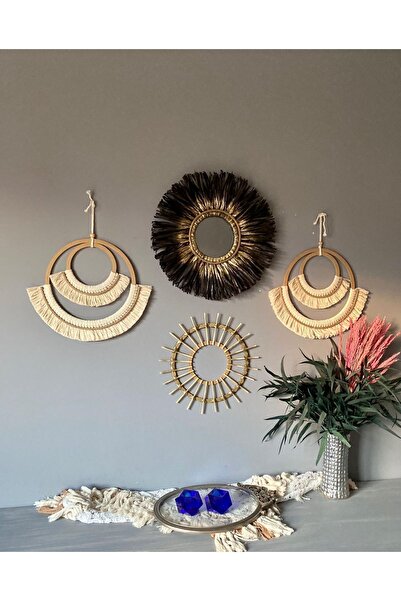 kattuna Wall Decoration Art Premium Rafya Ve Makrome 4’lü Set