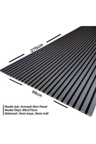 Genel Markalar Antrasit Slim Duvar Kaplama Paneli 100cm X 275cm -1 Adet
