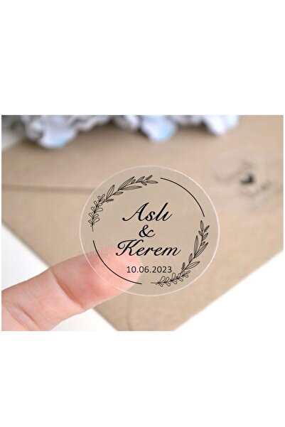 Kişiye Özel Kına-Nişan-Söz-Nikah Etiketi Özel Kesim Siyah Şeffaf Sticker 50 Adet