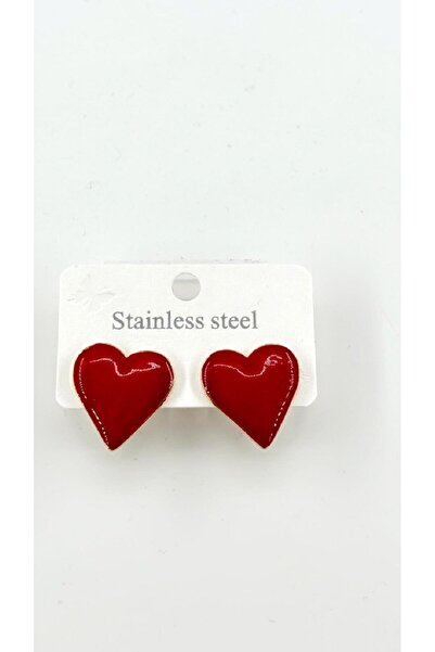 Bhs life Red Tiny Special Design Heart Steel Earrings