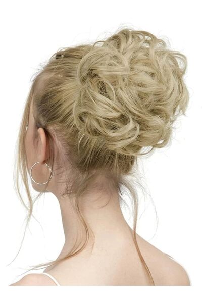 AKOLİFE Scrunchie pentru coc de păr natural blond cenușiu