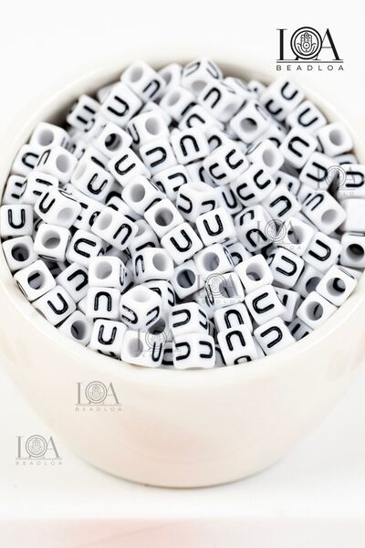 LANDOFACCESSORY 6x6 mm Plastic Square Cube - Letter Bead Jewelry and Keychain...