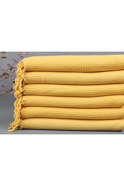 Kayra Export Yellow Pique - 170x230 Cm Cotton Decorative Blanket