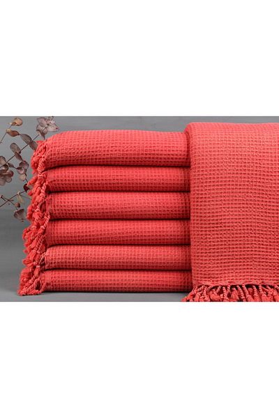 Kayra Export بيكيه ديكور أحمر - غطاء قطني 170x230 سم