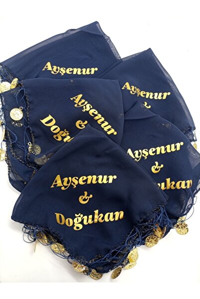 Genel Markalar Kişiye Özel Sünnet - Kına Gecesi- Mezuniyet Özel Gün Halay Mendili Gümüş-gold Yazılı (1 ADET)