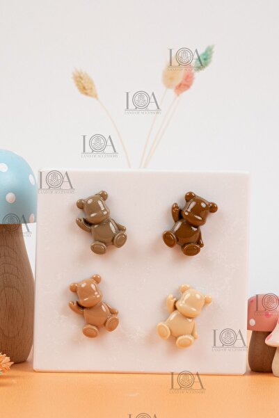 Crocs Corcs Jibbitz Terlik Süsü - Suluk Süsü - Telefon Süsü, 4 Adet Ayıcık Charm, Matara Süsü