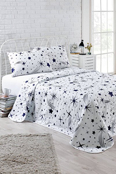 Enlora Home Çift Kişilik Kapitone Yatak Örtüsü Seti Halley Beyaz