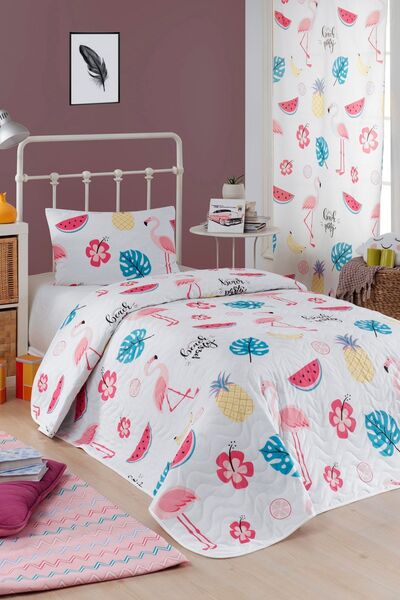 Enlora Home Kapitone Yatak Örtüsü Seti Tek Kişilik Kokteyl Beyaz