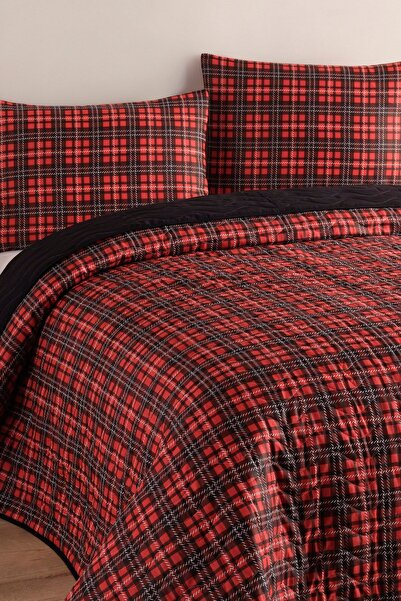 Enlora Home Çok Amaçlı Örtü Çift Kişilik Iskoç Kırmızı