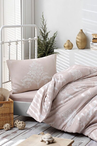 Enlora Home Tek Kişilik Kolay Ütülenir Nevresim Takımı Kraliçe Vizon
