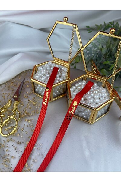 Rima Tasarım Söz ve Nişan Kurdelesi Kırmızı Gold Yazılı Grogen