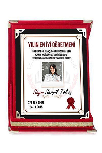 hemdemhediyelik Kişiye Özel Öğretmenler Günü Hediyesi Kadife Kutulu Plaket