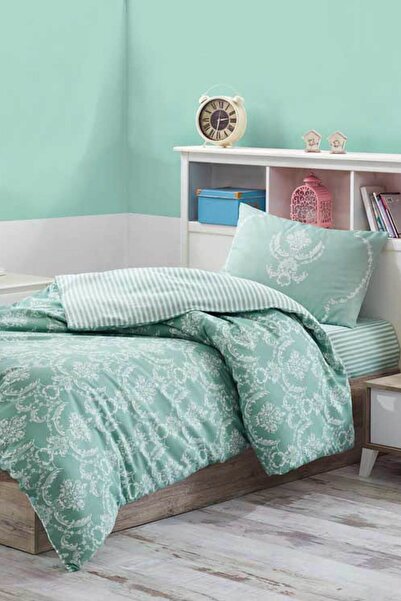 Enlora Home Tek Kişilik Kolay Ütülenir Nevresim Takımı Pure SuYeşili