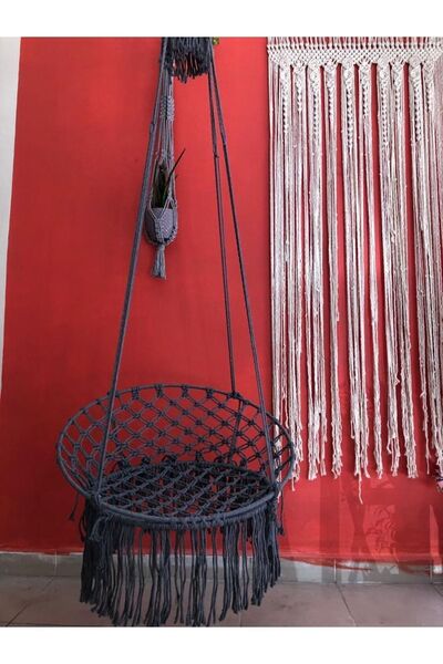 AslanButik Makrome Özel Örgü Salıncak Hamak Pamuk Ip 60 X 80