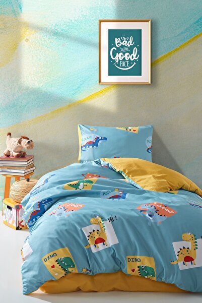 Enlora Home Kolay Ütülenir Nevresim Takımı Tek Kişilik Good Dino Yeşil