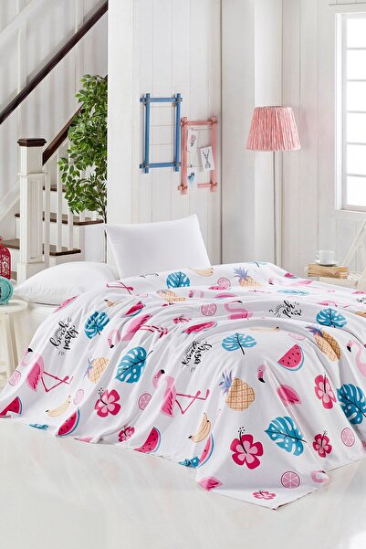 Enlora Home Desenli Pike Örtü Çift Kişilik Kokteyl Beyaz (Pike)