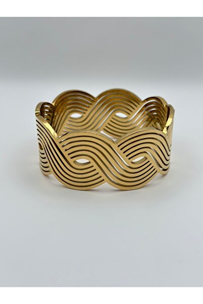 G Sport POLO Thick Model Steel Braid Patterned Cuff Bracelet - Width 3 Cm