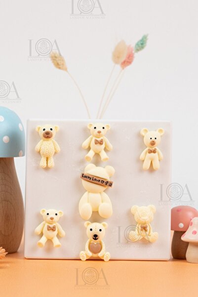 Crocs Corcs Jibbitz Terlik Süsü - Suluk Süsü - Telefon Süsü, 7 Adet Ayıcık Charm, Matara Süsü