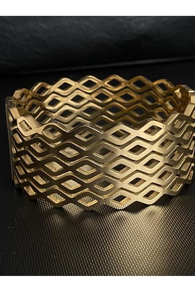 G Sport POLO Geometric Gold Thick Bracelet Handcuffs - Width 3 Cm