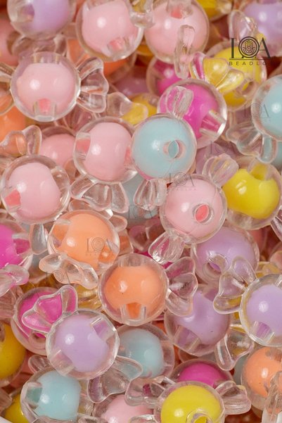LANDOFACCESSORY 1. HIGH QUALITY COLORED Acrylic BEADS - SUGAR BEADS 2 - NECKLACE, BRACELET, HAIR CLIP - ACCESSORY - 25 GR MIX 35 PIECES