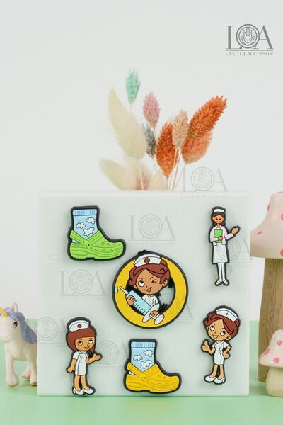 Crocs Hastane Mix -Corcs Jibbitz- Terlik Süsü - Kaucuk - Suluk Süsü Telefon Süsü- 6 Adet Charm, Matara Süs