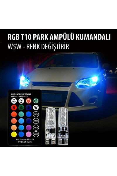 BoostZone لمبات وامضة T10 RGB تعمل بالتحكم عن بعد