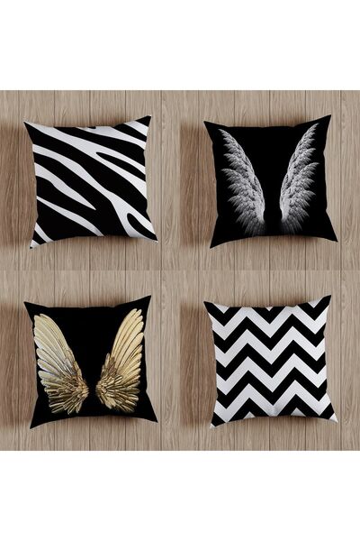 fdm desıgn غطاء وسادة مزخرف بتصميم خاص مطبوع على الوجهين، مجموعة من 4 قطع