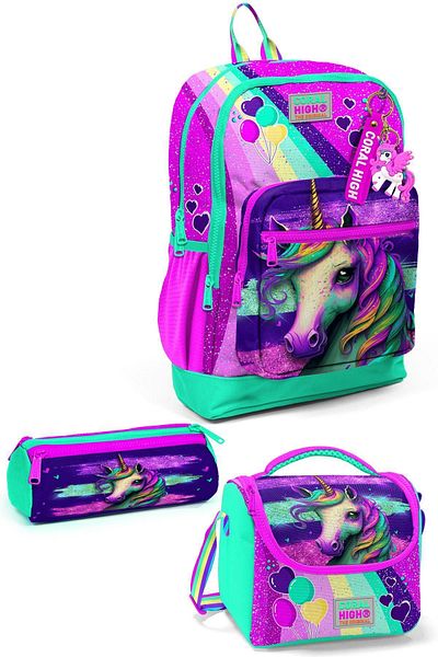 Coral High Set de genți de încărcare cu unicorn verde apă roz 0123758