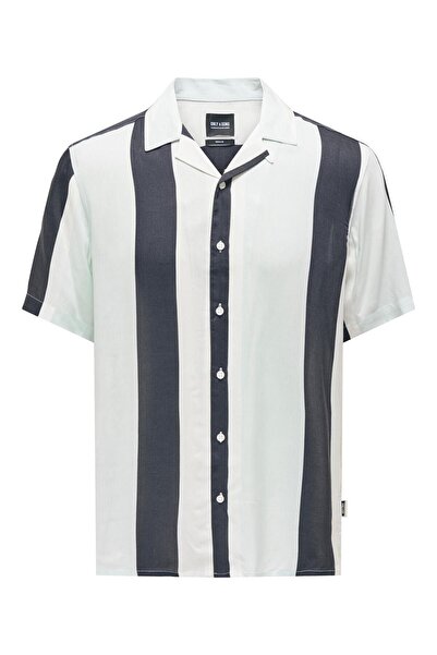 Only & Sons Wayne Life Reg Stripe Viscose Shirt Men's Navy Blue Shirt22026100-04