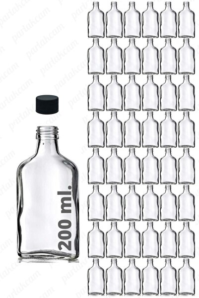 parlakcam 200ml Cold Brew Kahve Şişesi Sızdırmaz Siyah Kapaklı Cam Yassı Şişe...
