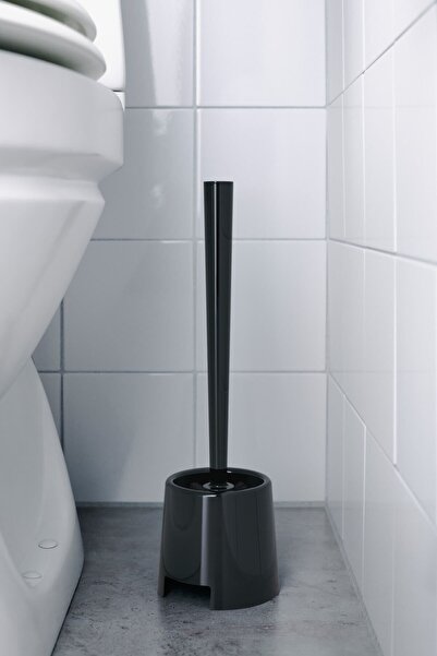 IKEA White Bolmen Plastic Toilet Bowl Brush - Black Plastic